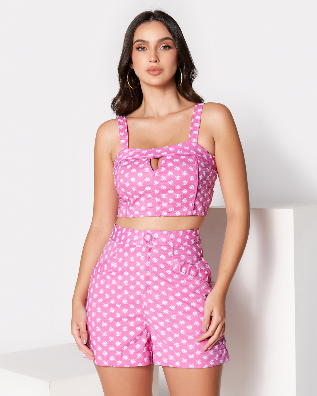 Miss Misses - Cropped Miss Misses Top With Pink Laise Strap - 54076ROSA