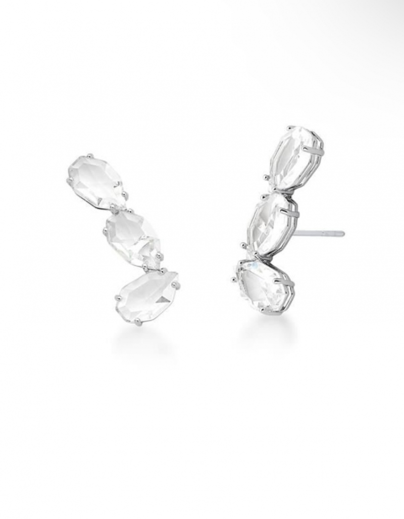 Mikabe - Brinco Ear Cuff Cristais Transparentes Ródio Branco - MK1655