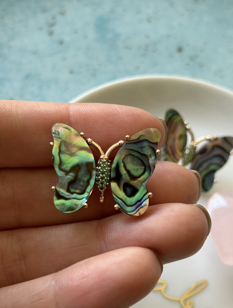 Mikabe - Abalone Butterfly Earring - MK1662