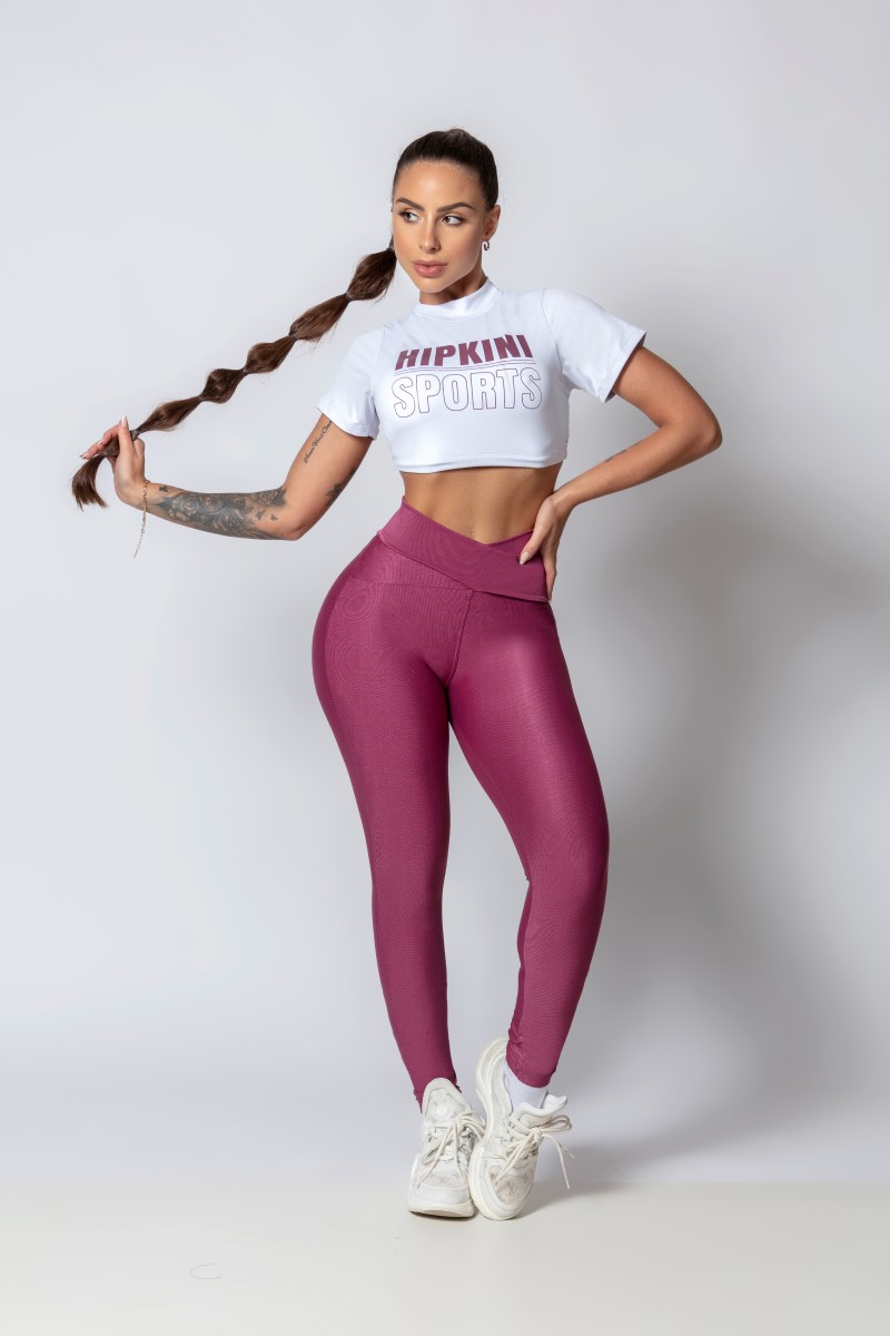 Hipkini - Legging Sporty Style Vinho Cós Transpassado - 33330257