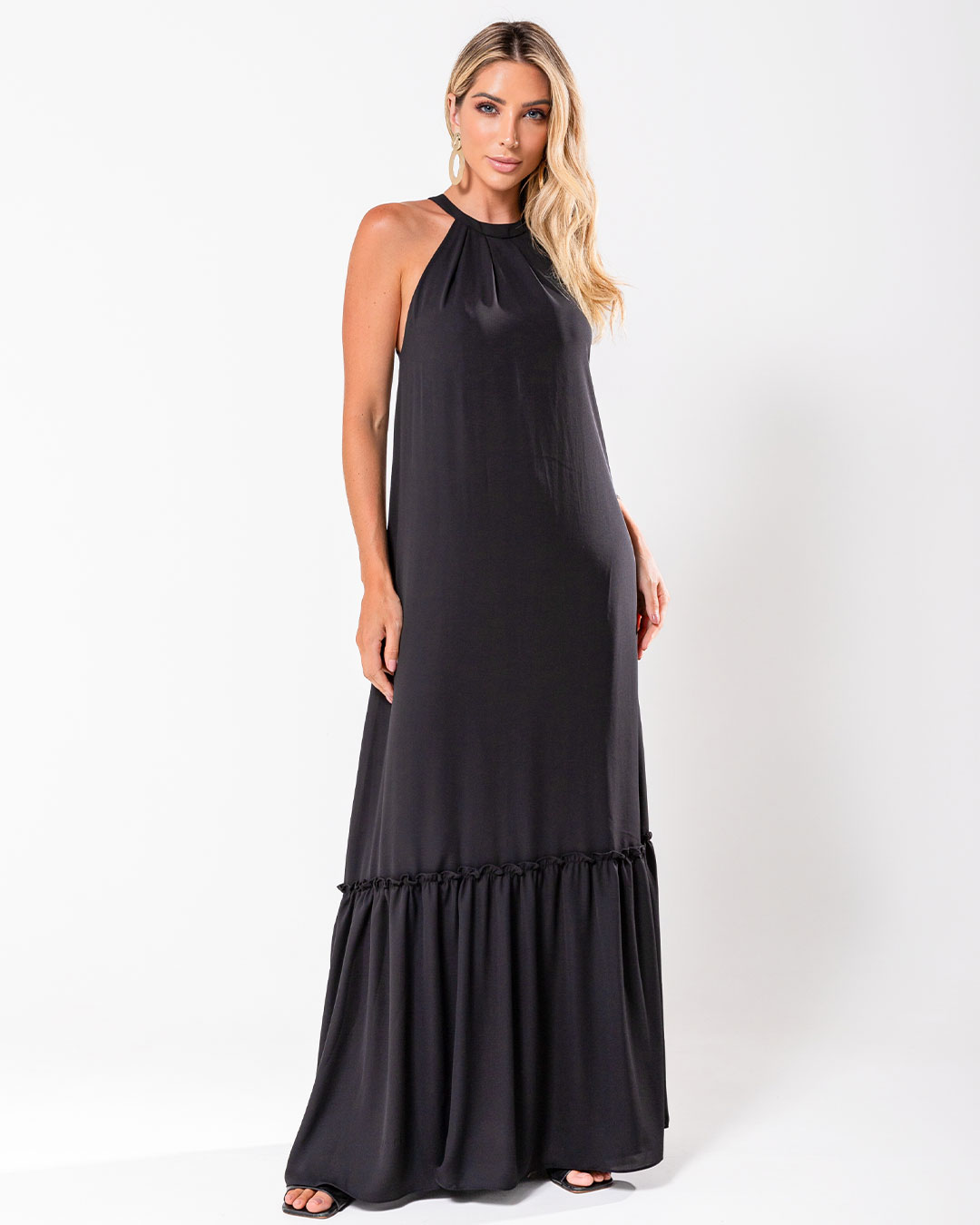 Miss Misses - Dress Miss Misses Long Chiffon High Neck Black - 54131001