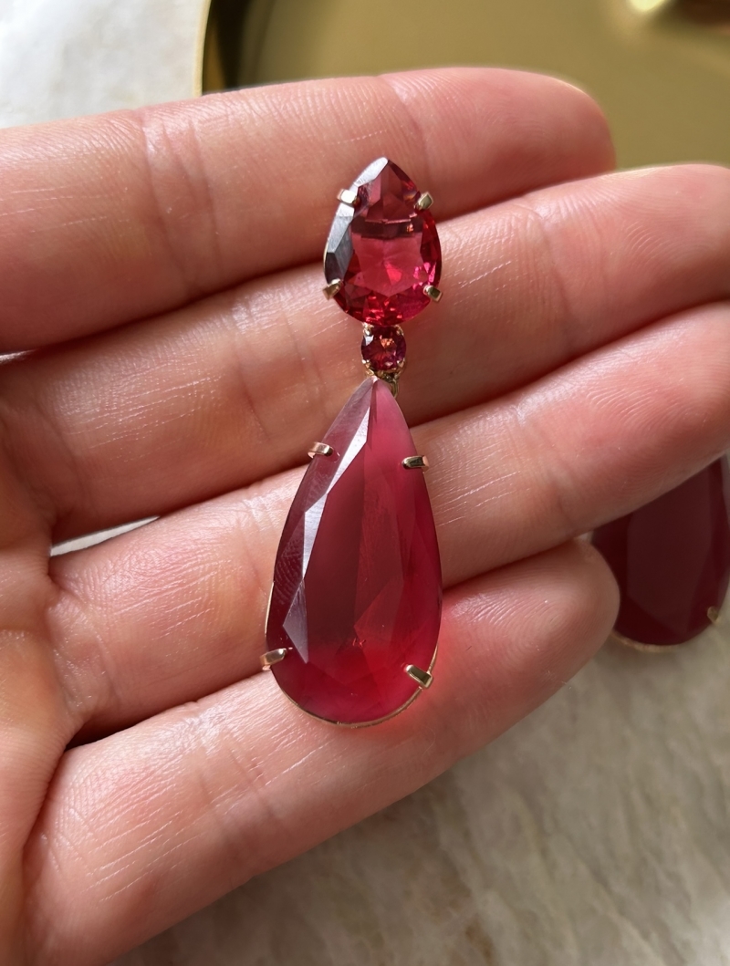 Mikabe - Wine Red Drops Party Earring - MK1670