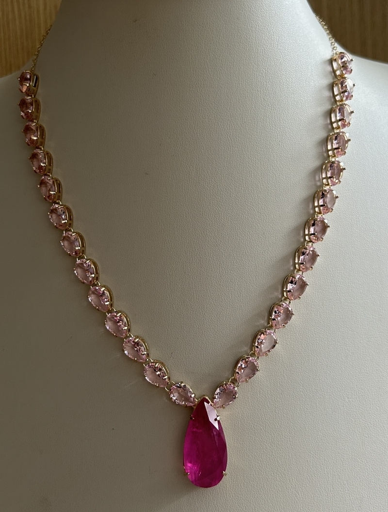 Mikabe - Pink and Pink Party Necklace - MK1673