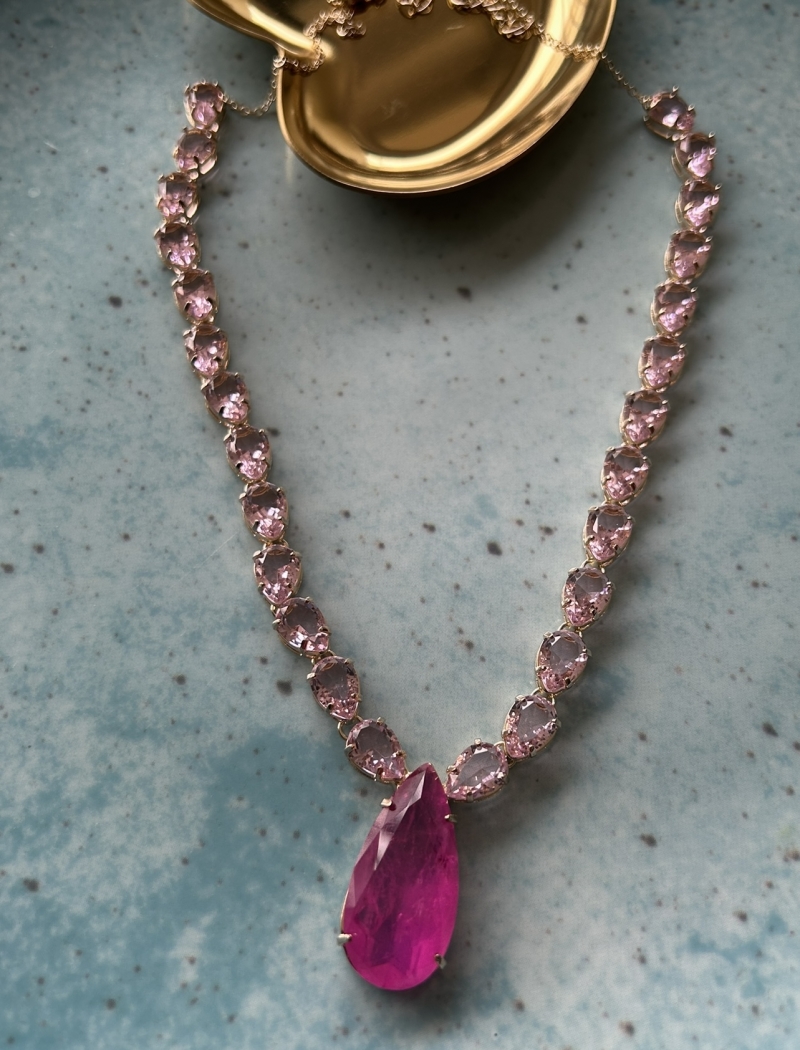 Mikabe - Pink and Pink Party Necklace - MK1673