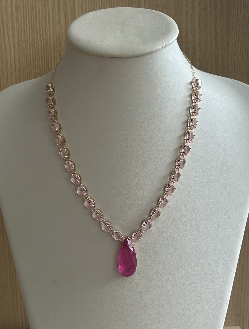 Mikabe - Pink and Pink Party Necklace - MK1673