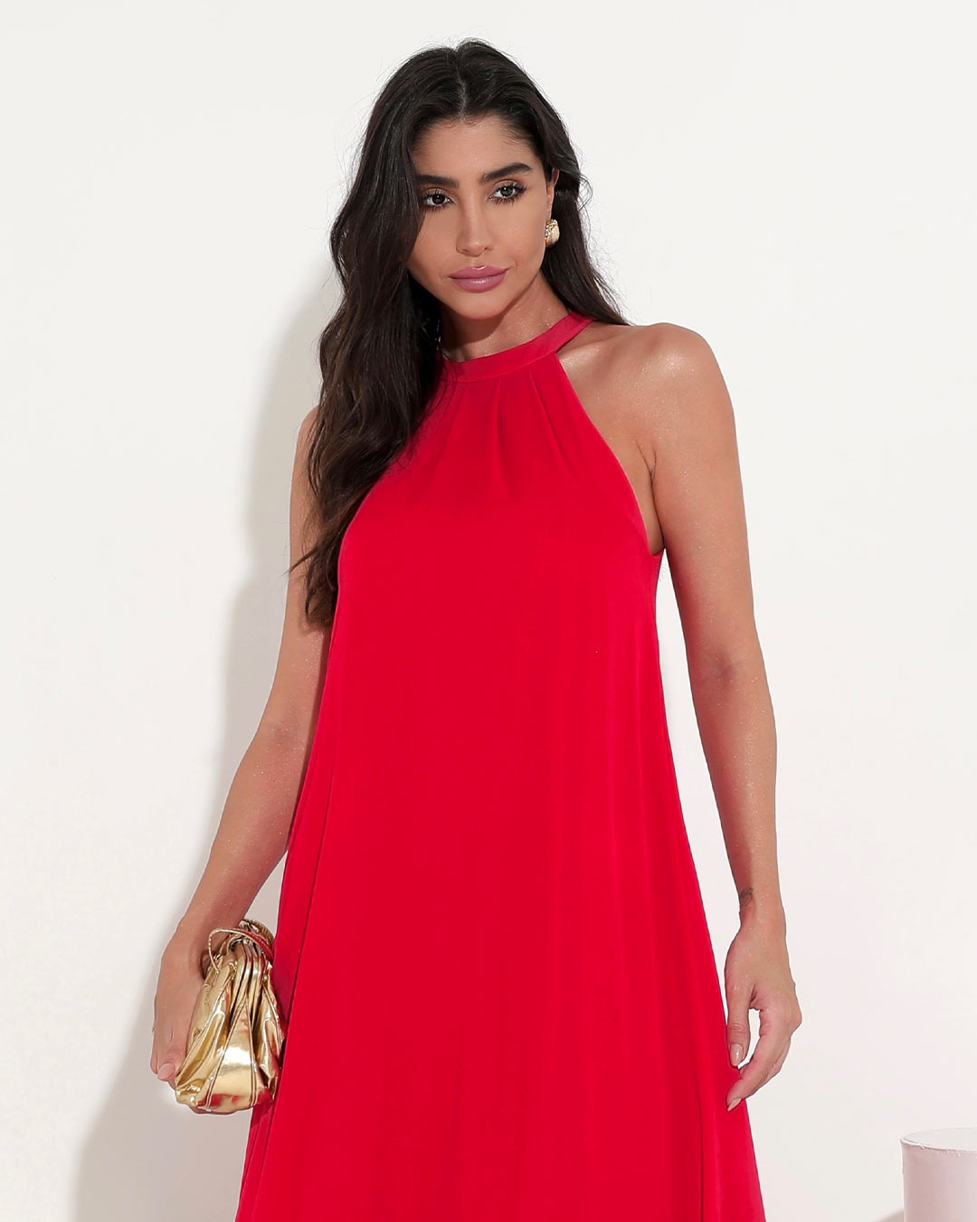 Miss Misses - Dress Miss Misses Long Chiffon High Neck Red - 54131VERMELHO