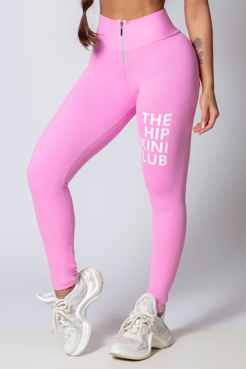 Hipkini - Legging Sporty Style Rosa com Zíper - 33330271