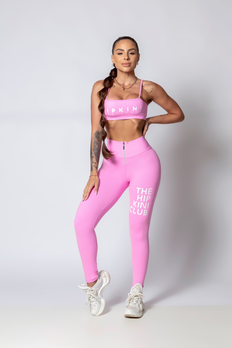 Hipkini - Legging Sporty Style Rosa com Zíper - 33330271