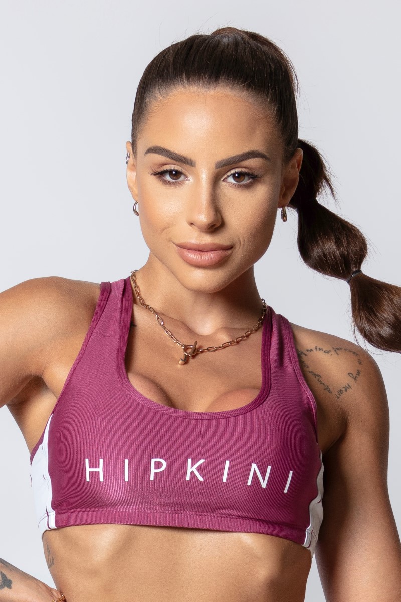 Hipkini - Top Sporty Style Wine with White Silk - 33330254