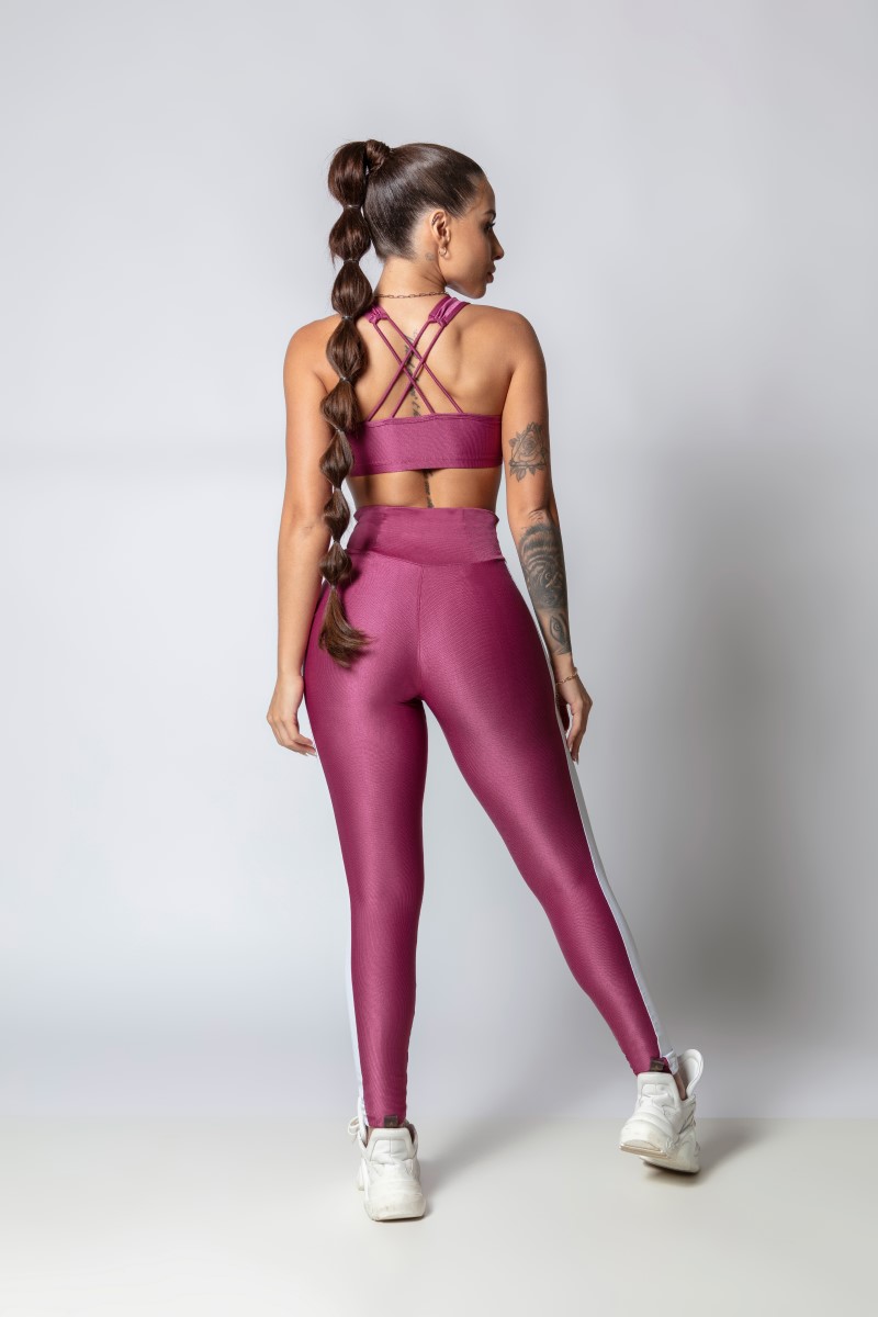 Hipkini - Sporty Style Wine Waistband Legging with Silk - 33330255