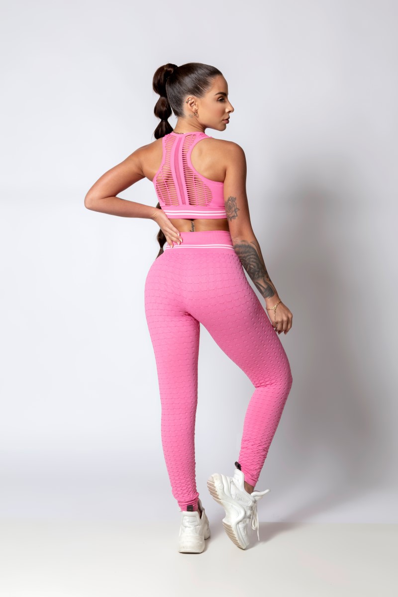 Hipkini - Sporty Style Seamless Pink Brocade Legging - 33330280