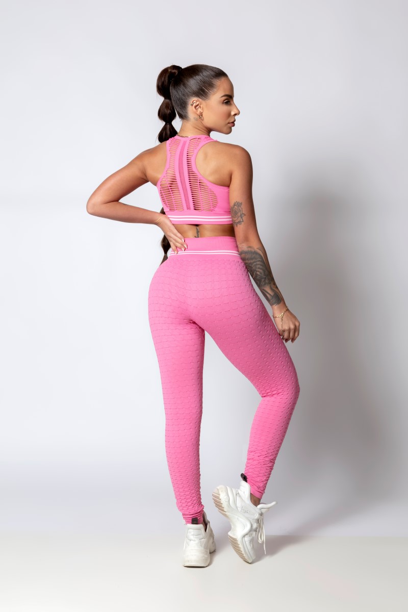 Hipkini - Legging Sporty Style Seamless Rosa Brocada - 33330280