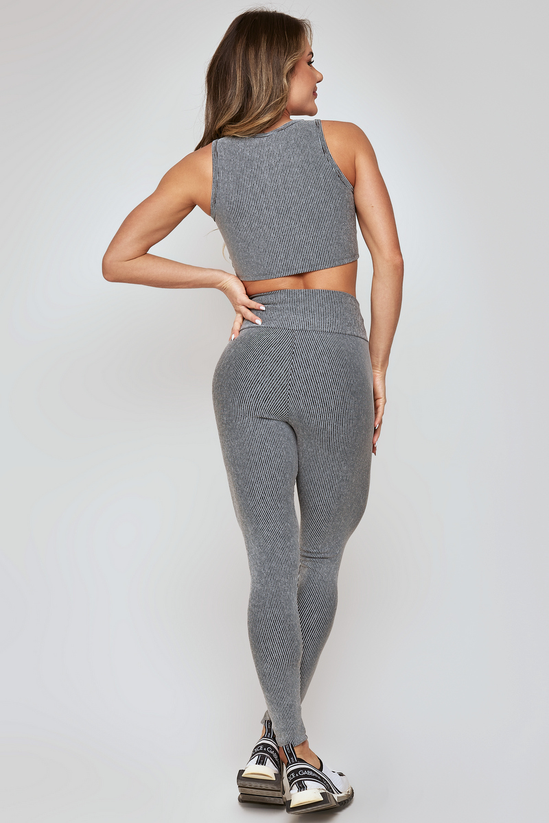 Lets Gym - Legging 3D Rib Preto e Branco - 2232BRPT