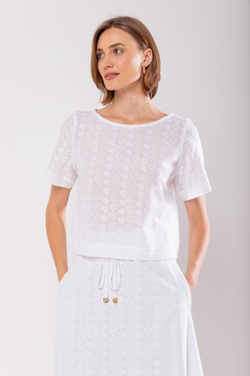 Hidrogênio - WHITE HEART LAISE BLOUSE - 19866002