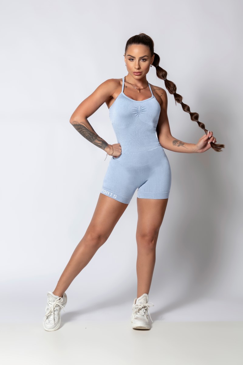 Hipkini - Sporty Style Seamless Romper Blue - 33330241