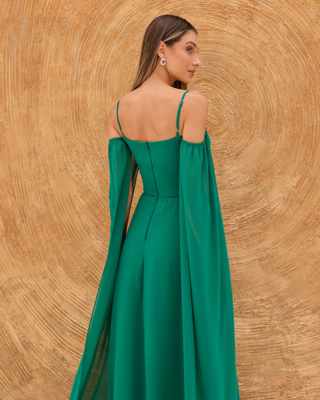 Dot Clothing - Vestido Dot Clothing Longo Manga Verde - 2093VERDE