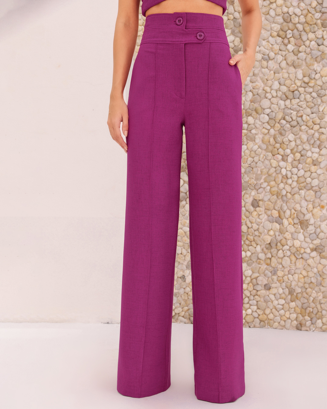 Dot Clothing - Calça Dot Clothing Pantalona Fúcsia - 1917FUCSIA