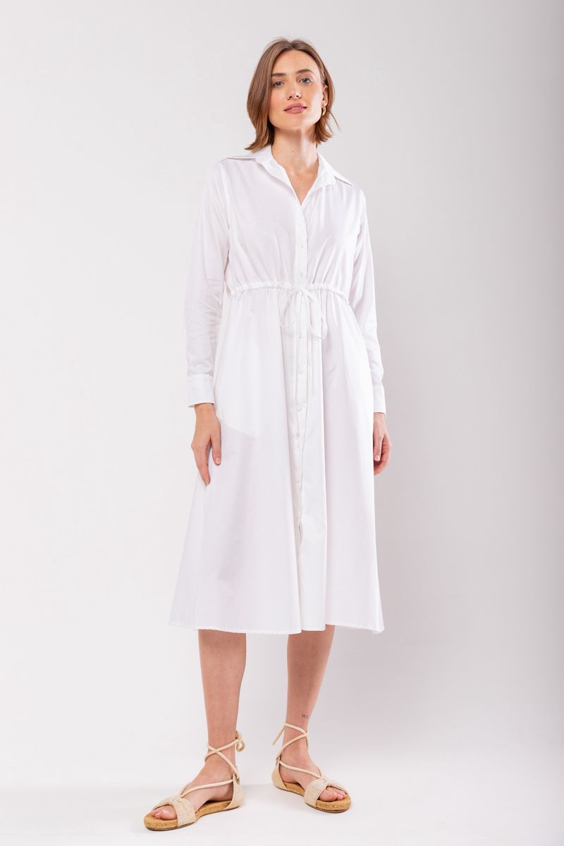 Hidrogênio - WHITE LONG SLEEVED CHEMISE DRESS - 19841