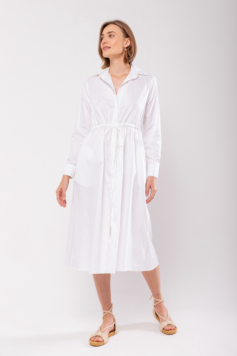 Hidrogênio - WHITE LONG SLEEVED CHEMISE DRESS - 19841