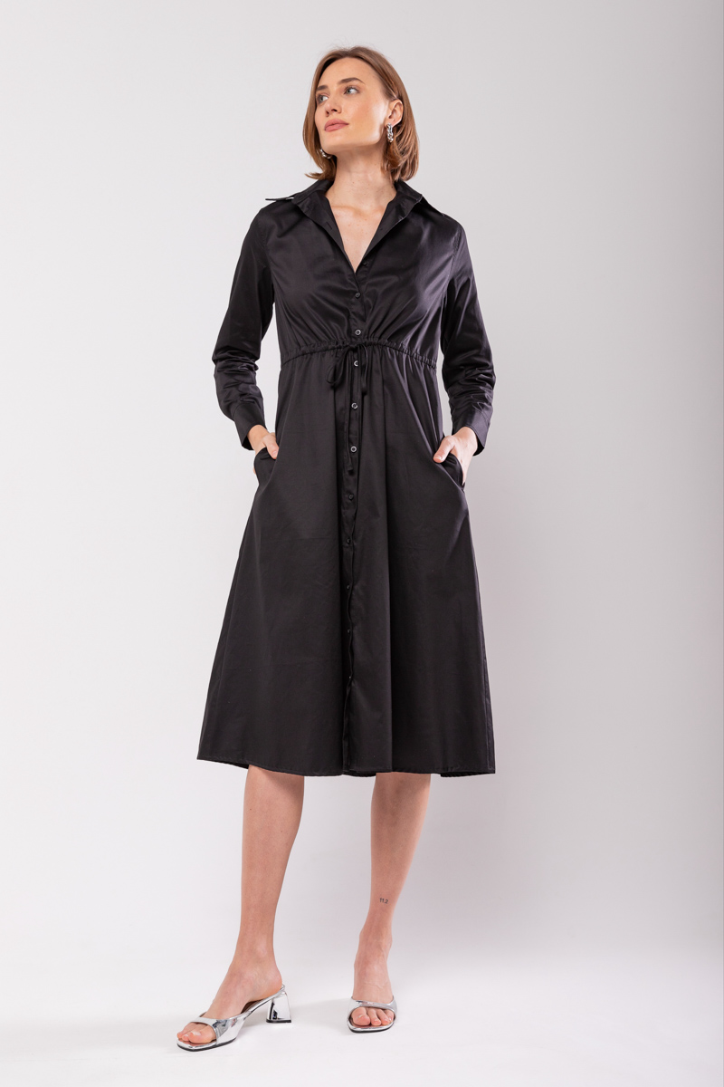 Hidrogênio - BLACK LONG SLEEVES CHEMISE DRESS - 19841