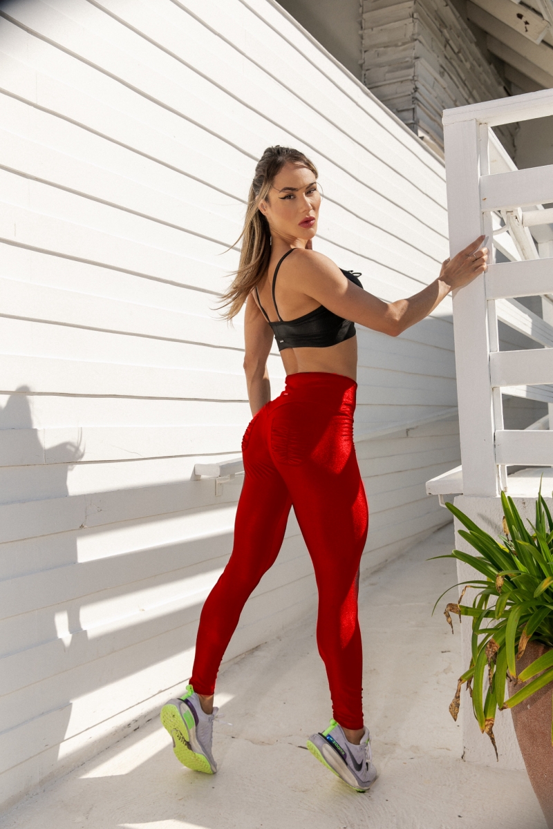 Canoan - Calça Legging Vermelha Cirrê Bolso - 11055