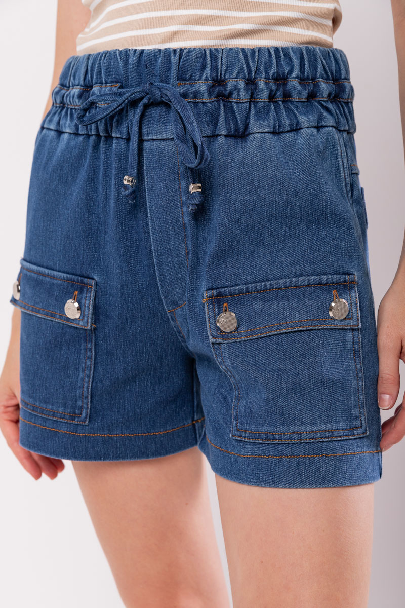 Hidrogênio - DENIM MESH BERMUDA WITH FRONT POCKETS - 19844