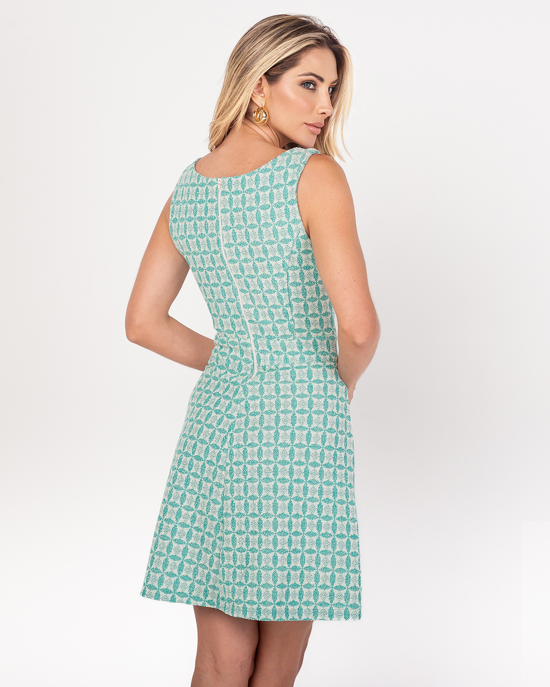 Miss Misses - Vestido Miss Misses Evase Com Ziper Verde - D0025VERDE