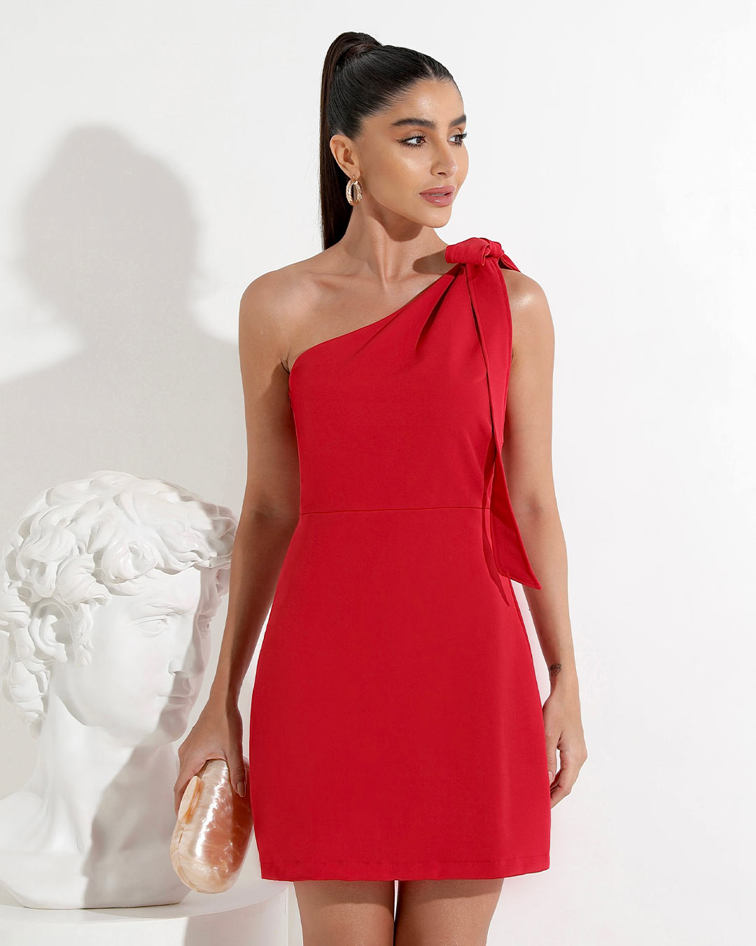 Miss Misses - Dress Miss Misses One Shoulder With Red Sash - 54150VERMELHO