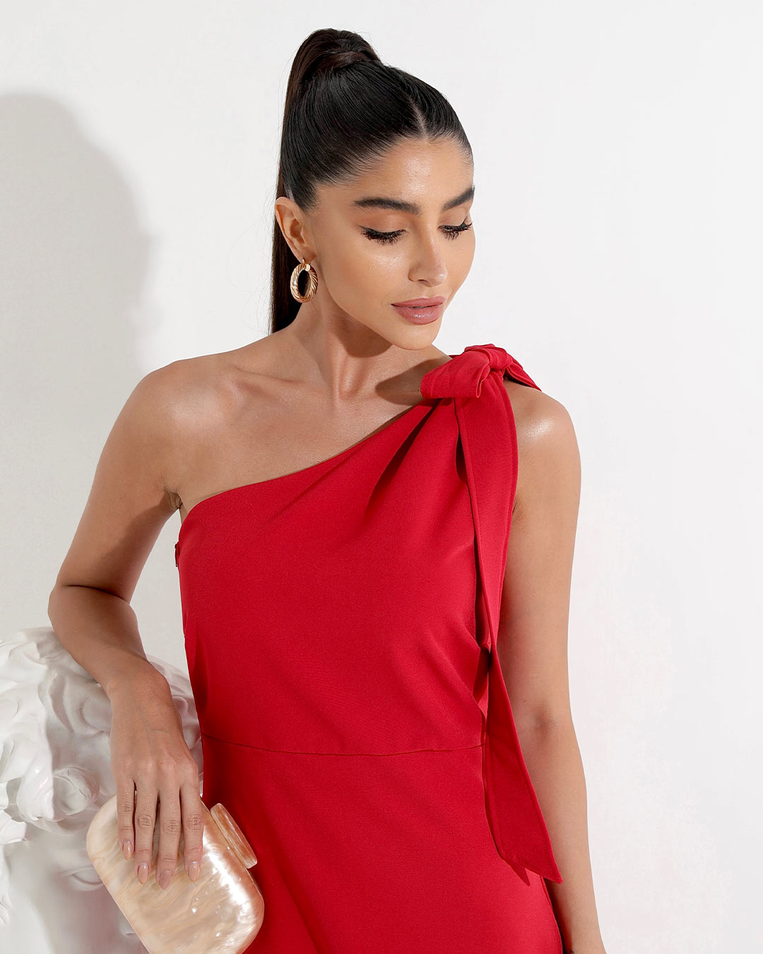 Miss Misses - Dress Miss Misses One Shoulder With Red Sash - 54150VERMELHO