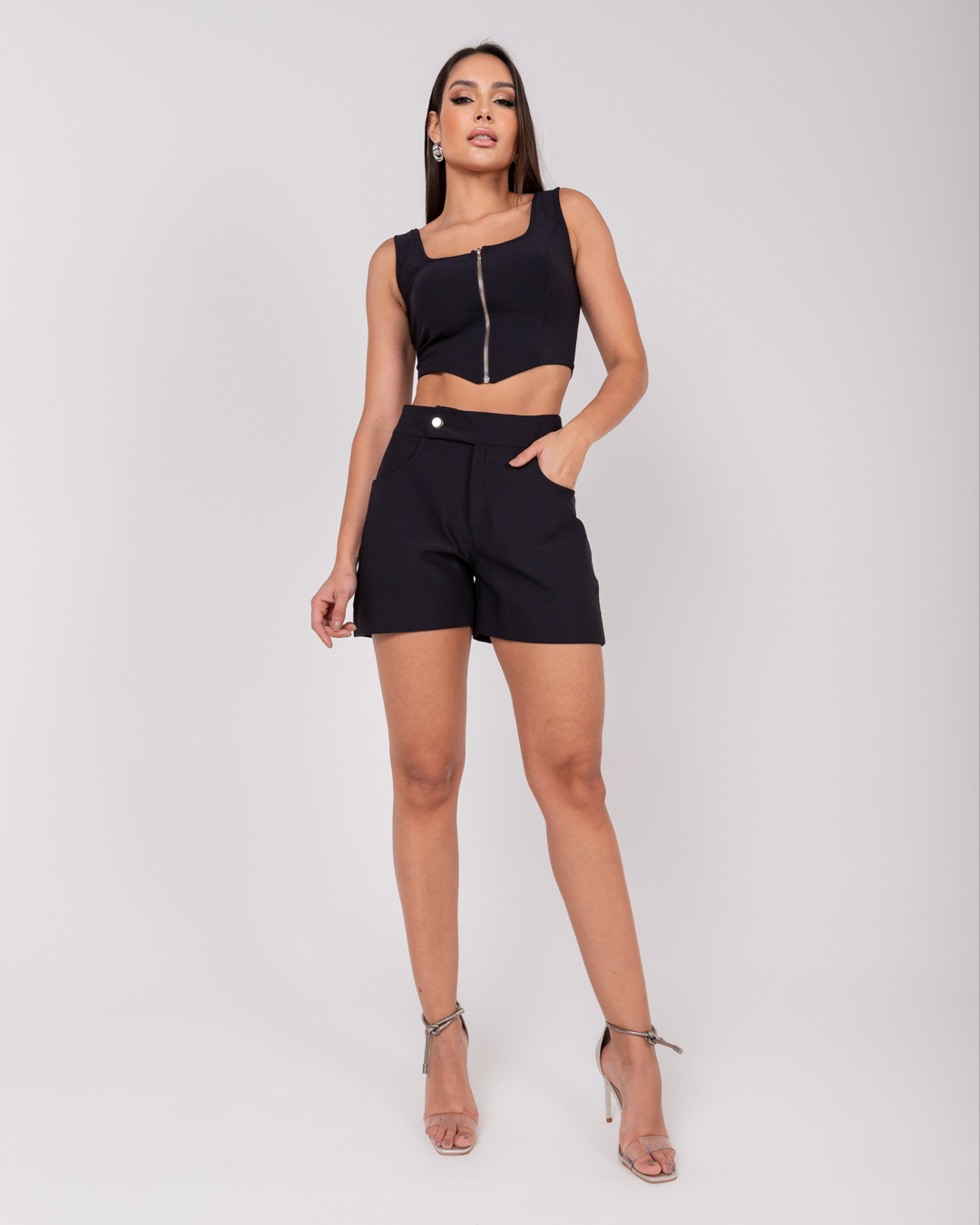 Miss Misses - Short Miss Misses With Pocket and Black Button - 54048PRETO