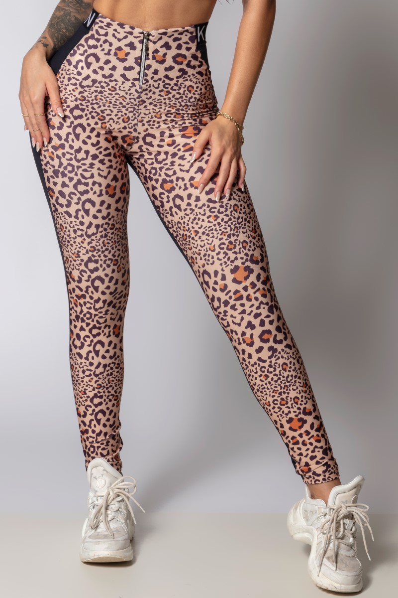 Hipkini - Legging Fresh  Preta com Animal Print - 33330311