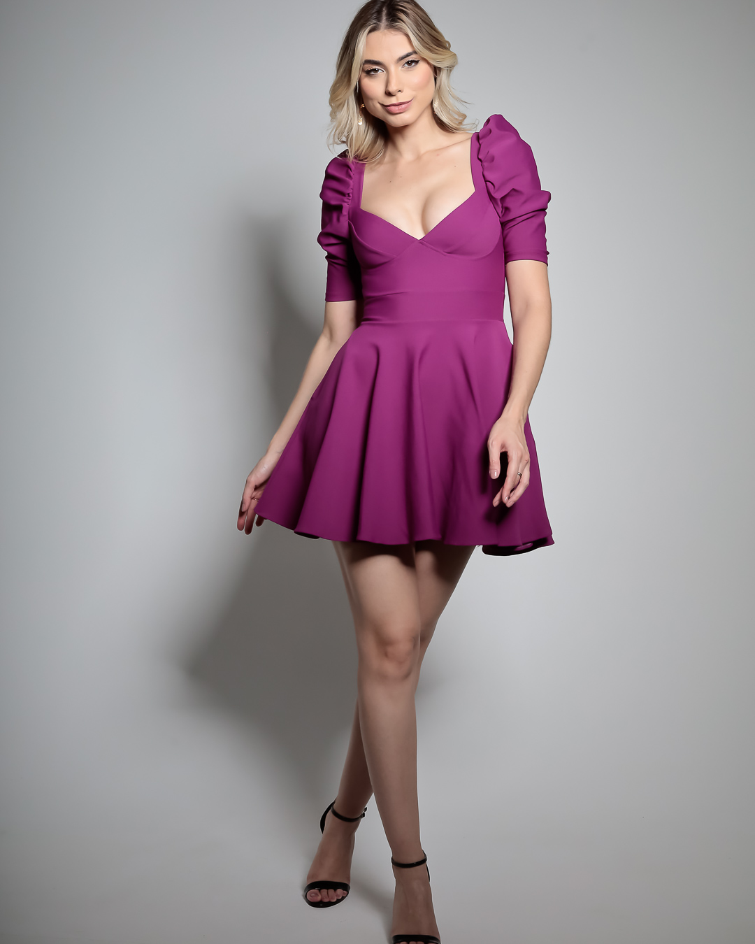 Miss Misses - Dress Miss Misses workout wheeldo Purple Heart Neckline - 18758ROXO