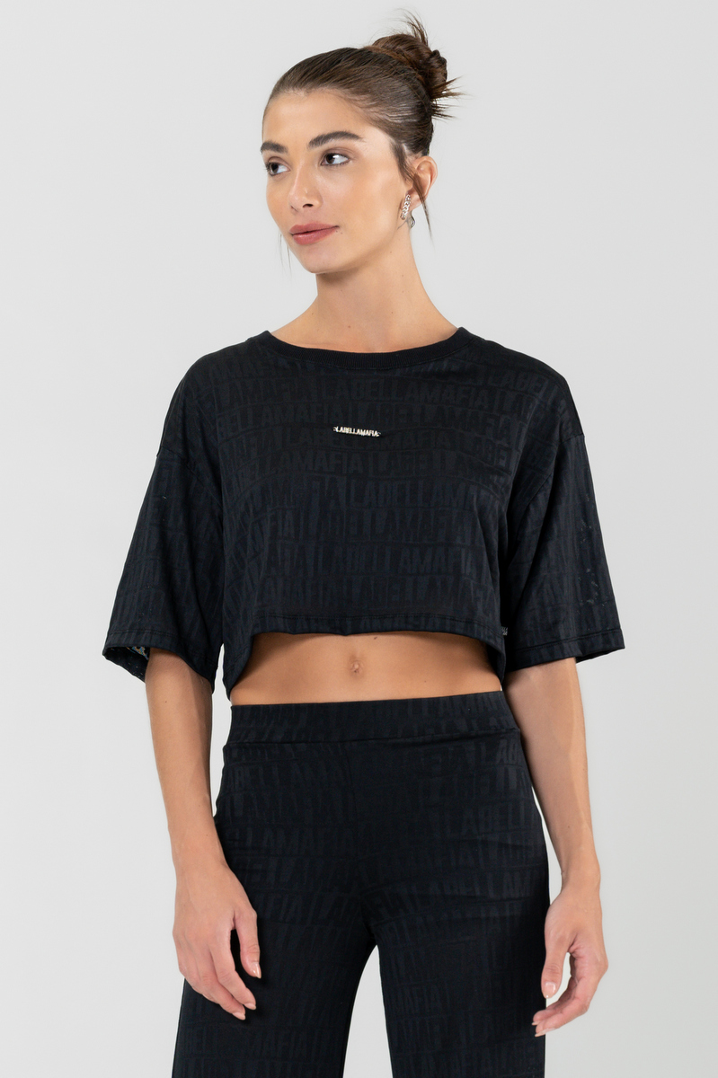 Labellamafia - Cropped Jacquard Preto Labellamafia - 30000