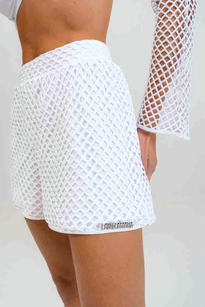 Labellamafia - White Labellamafia Fashion Party Top and Short Set - 31235