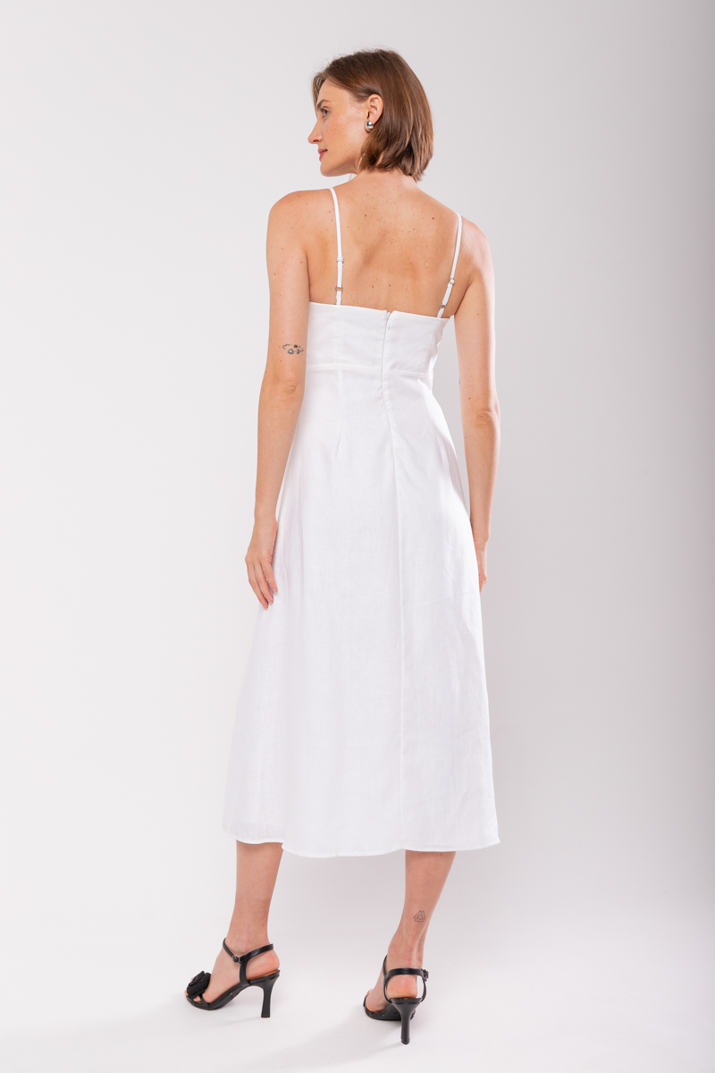 Hidrogênio - WHITE LINEN DRESS WITH REMOVABLE STRAPS - 19881