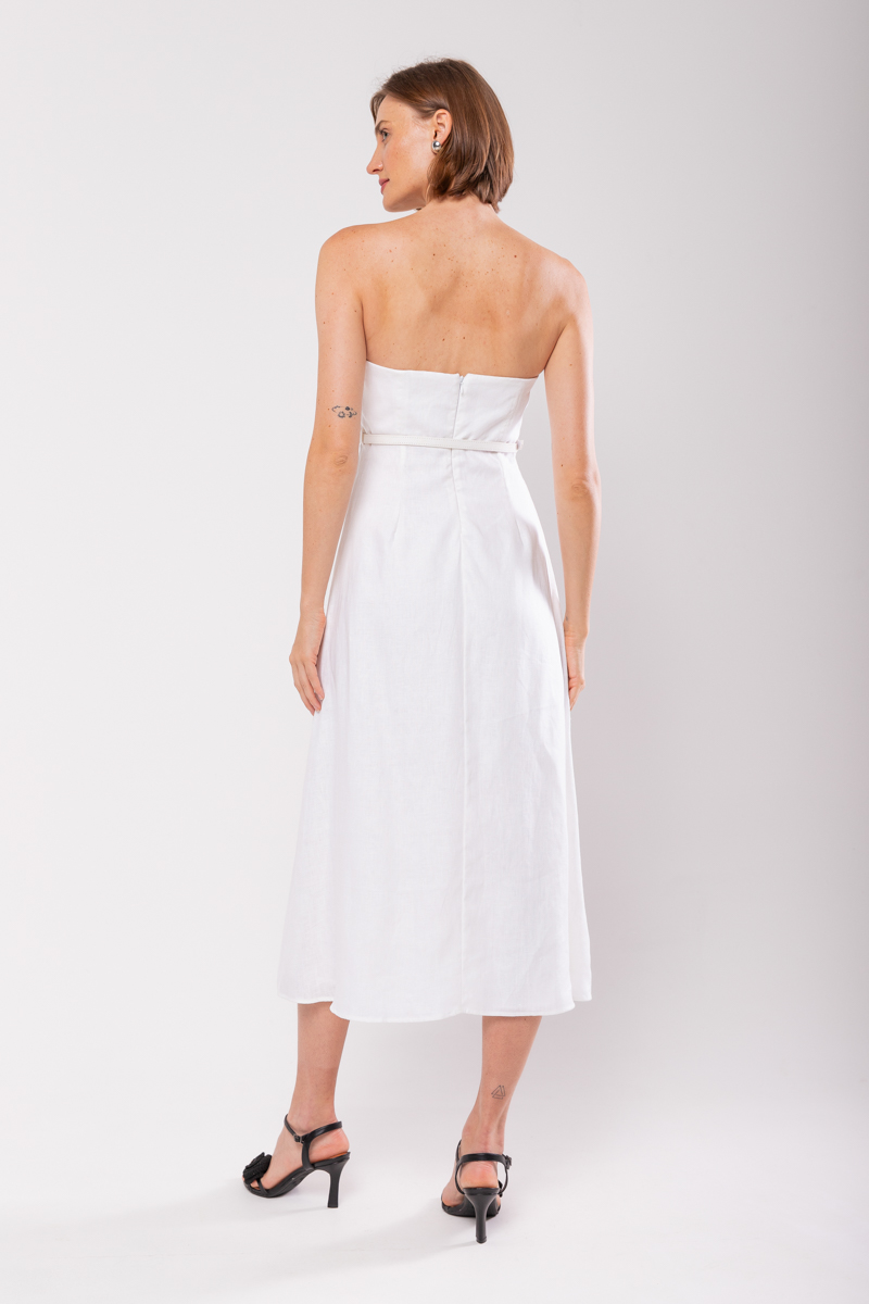 Hidrogênio - WHITE LINEN DRESS WITH REMOVABLE STRAPS - 19881