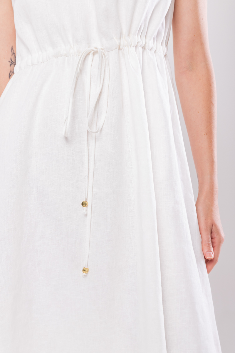 Hidrogênio - 100% OFF WHITE LINEN MIDI TANK DRESS - 19872