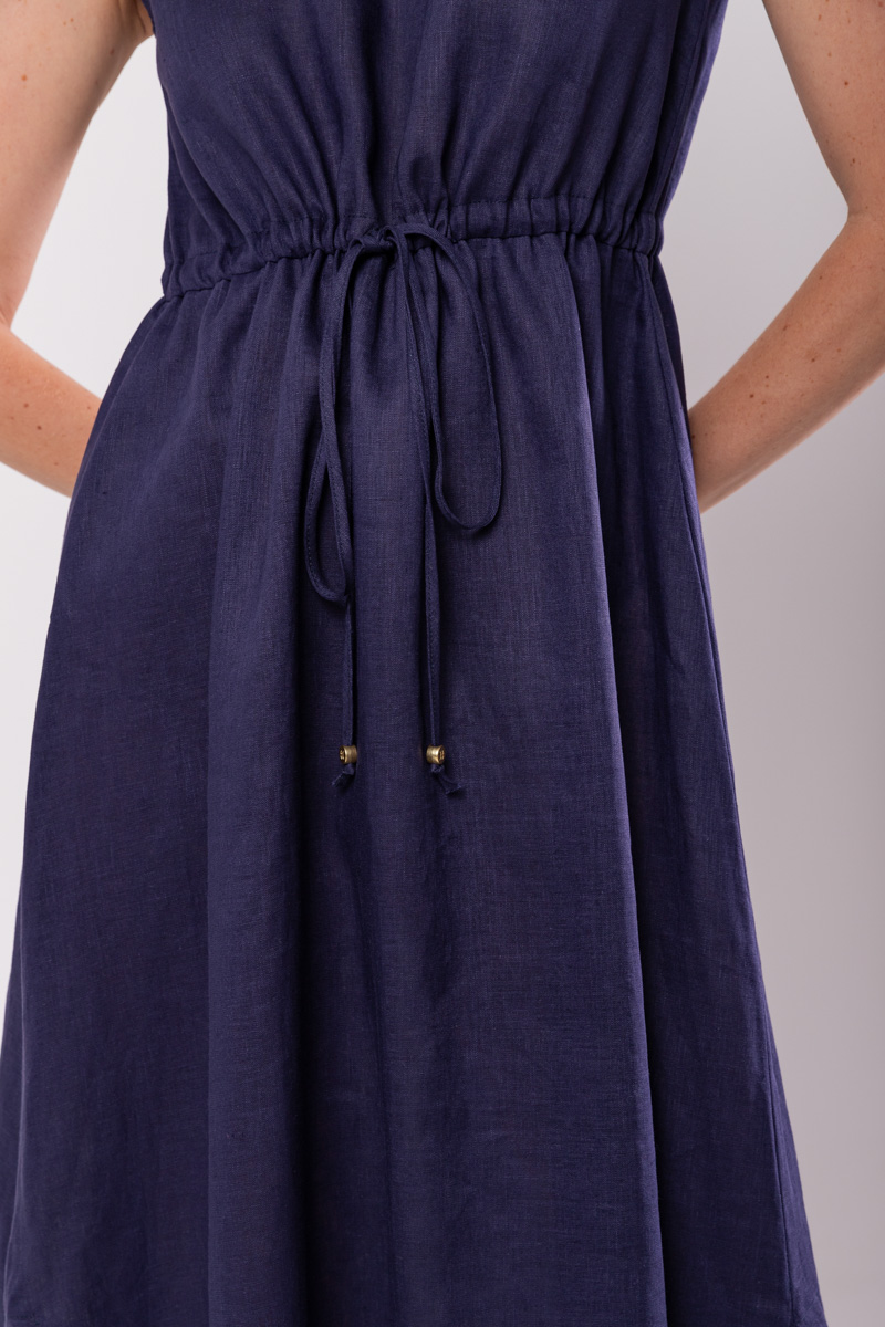 Hidrogênio - 100% NAVY LINEN MIDI TANK DRESS - 19872