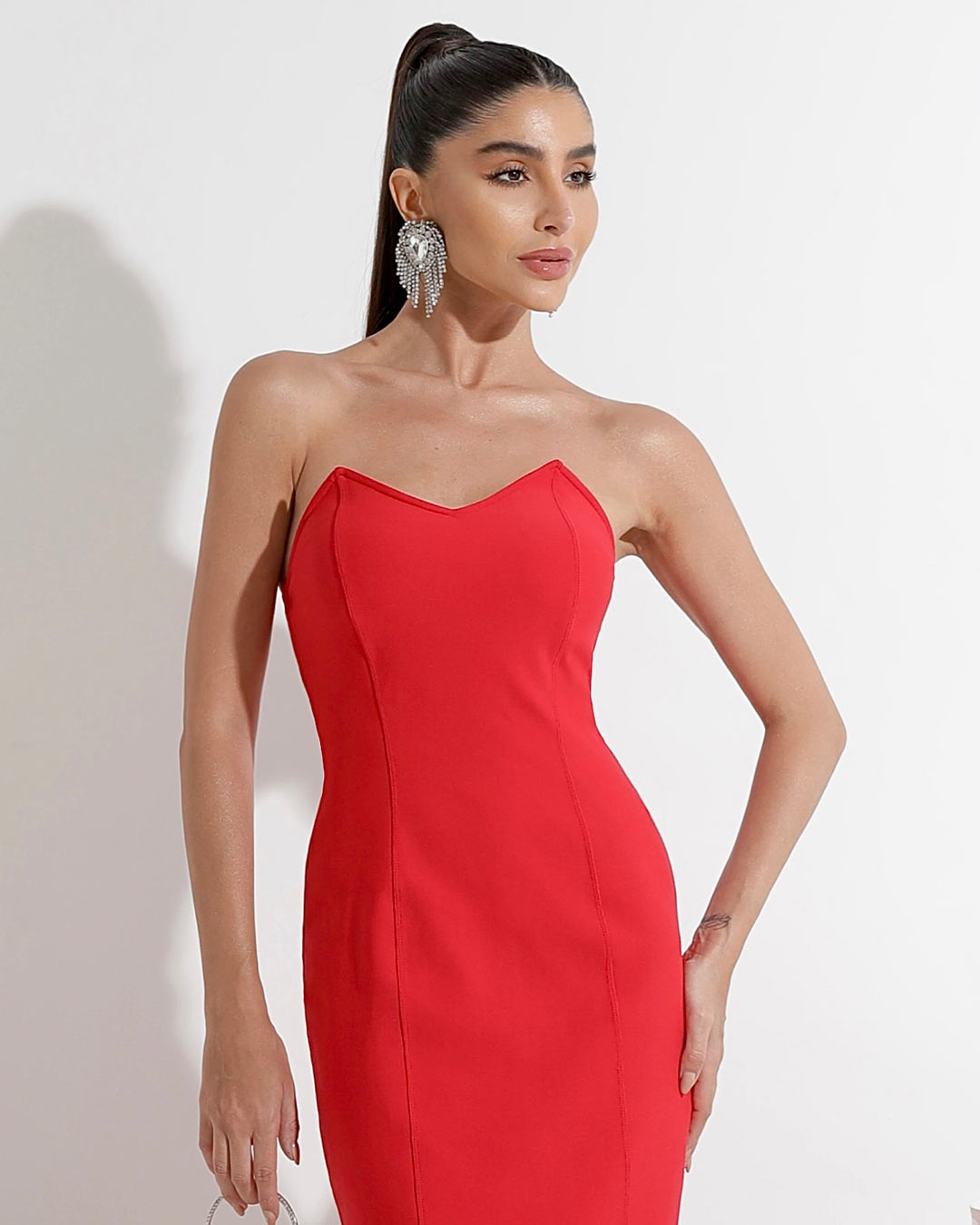 Miss Misses - Dress Miss Misses Midi Strapless Red - 54168VERMELHO