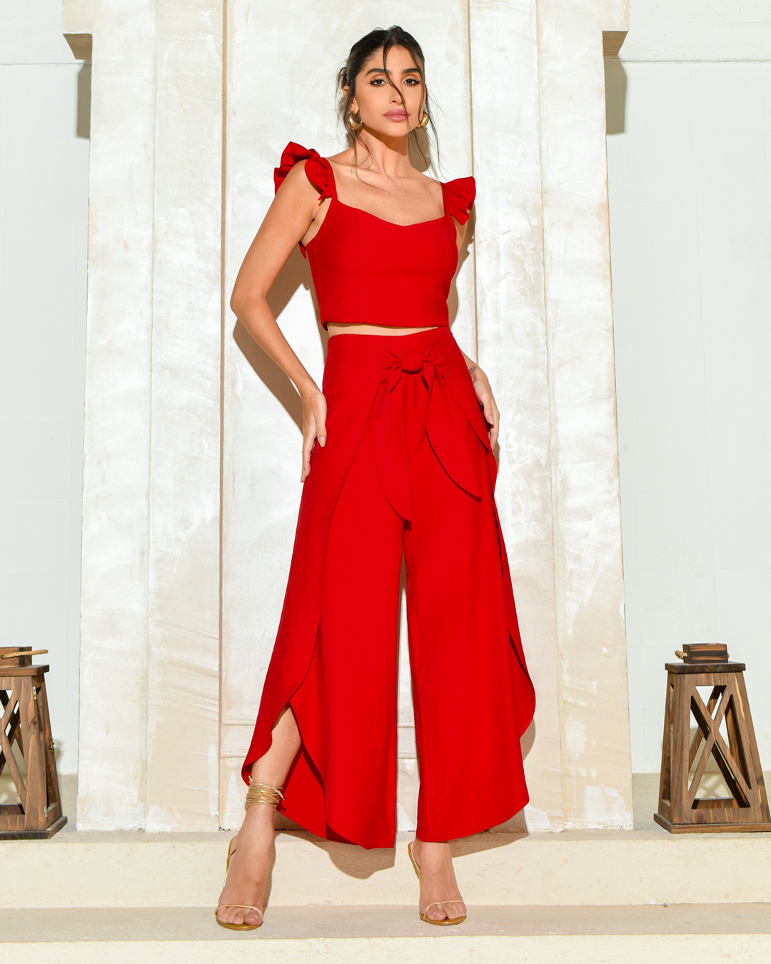 Dot Clothing - Conjunto Dot Clothing Pantacourt Vermelho - 2170VERMELHO