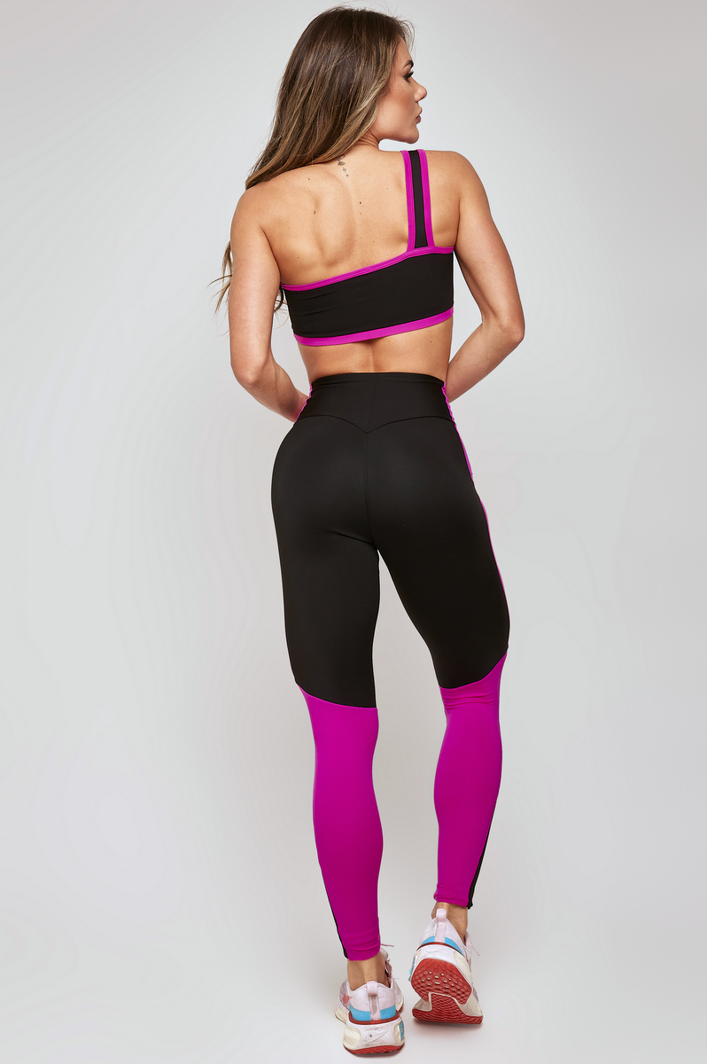 Lets Gym - Legging Upside Preto e Rosa Pink - 2201PTRP