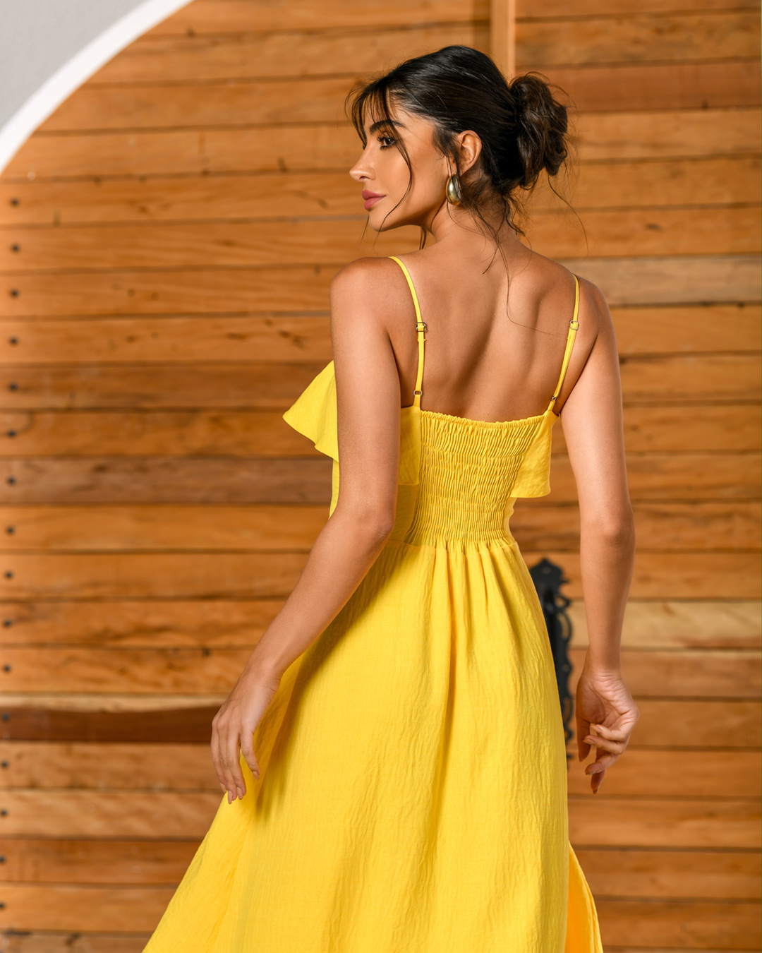 Dot Clothing - Vestido Dot Clothing Longuete Babado Amarelo - 2143AMARELO