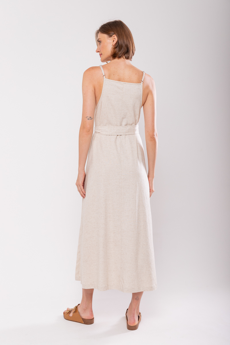 Hidrogênio - EVASE MIDI DRESS WITH SQUARE NECKLINE BEIGE - 19876