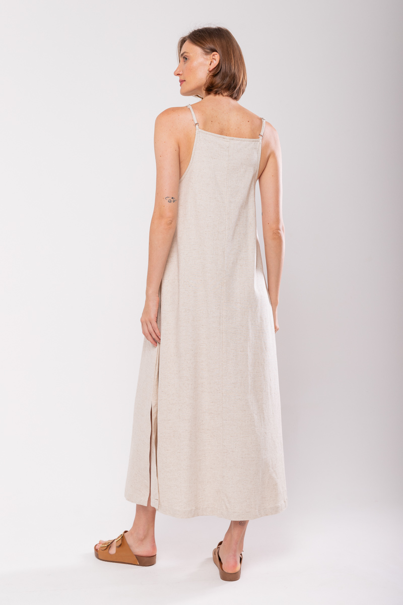 Hidrogênio - EVASE MIDI DRESS WITH SQUARE NECKLINE BEIGE - 19876