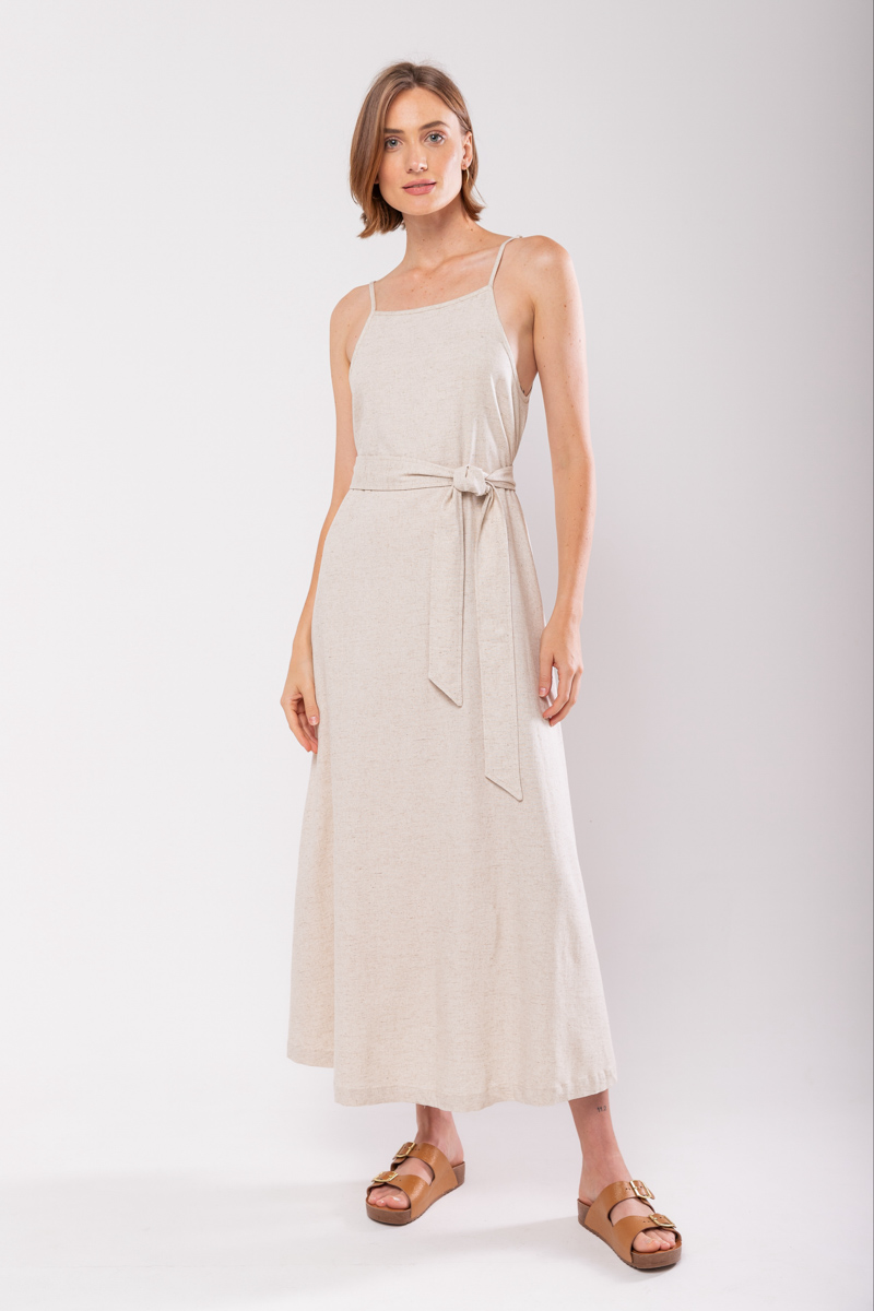 Hidrogênio - EVASE MIDI DRESS WITH SQUARE NECKLINE BEIGE - 19876