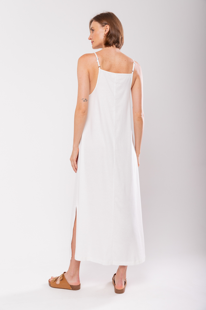 Hidrogênio - EVASE MIDI DRESS WITH SQUARE NECKLINE OFF WHITE - 19876