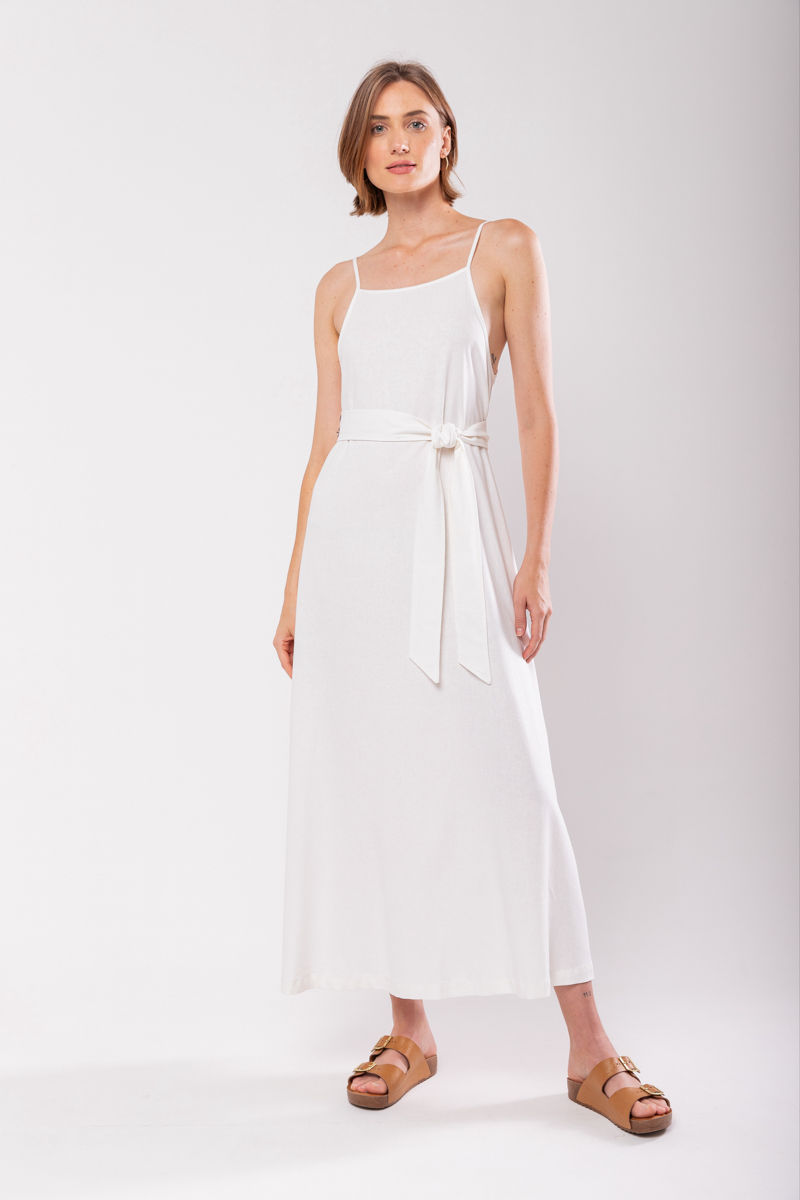 Hidrogênio - EVASE MIDI DRESS WITH SQUARE NECKLINE OFF WHITE - 19876