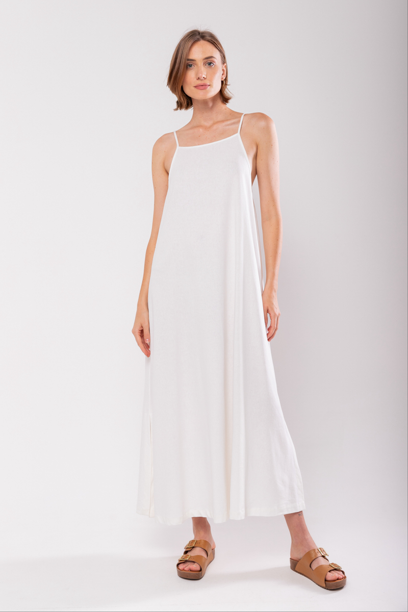 Hidrogênio - EVASE MIDI DRESS WITH SQUARE NECKLINE OFF WHITE - 19876