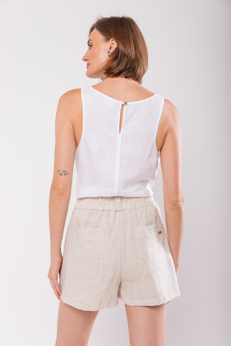 Hidrogênio - SHORTS SKIRT WITH PLEAS AND NATURAL LINEN POCKET - 19884