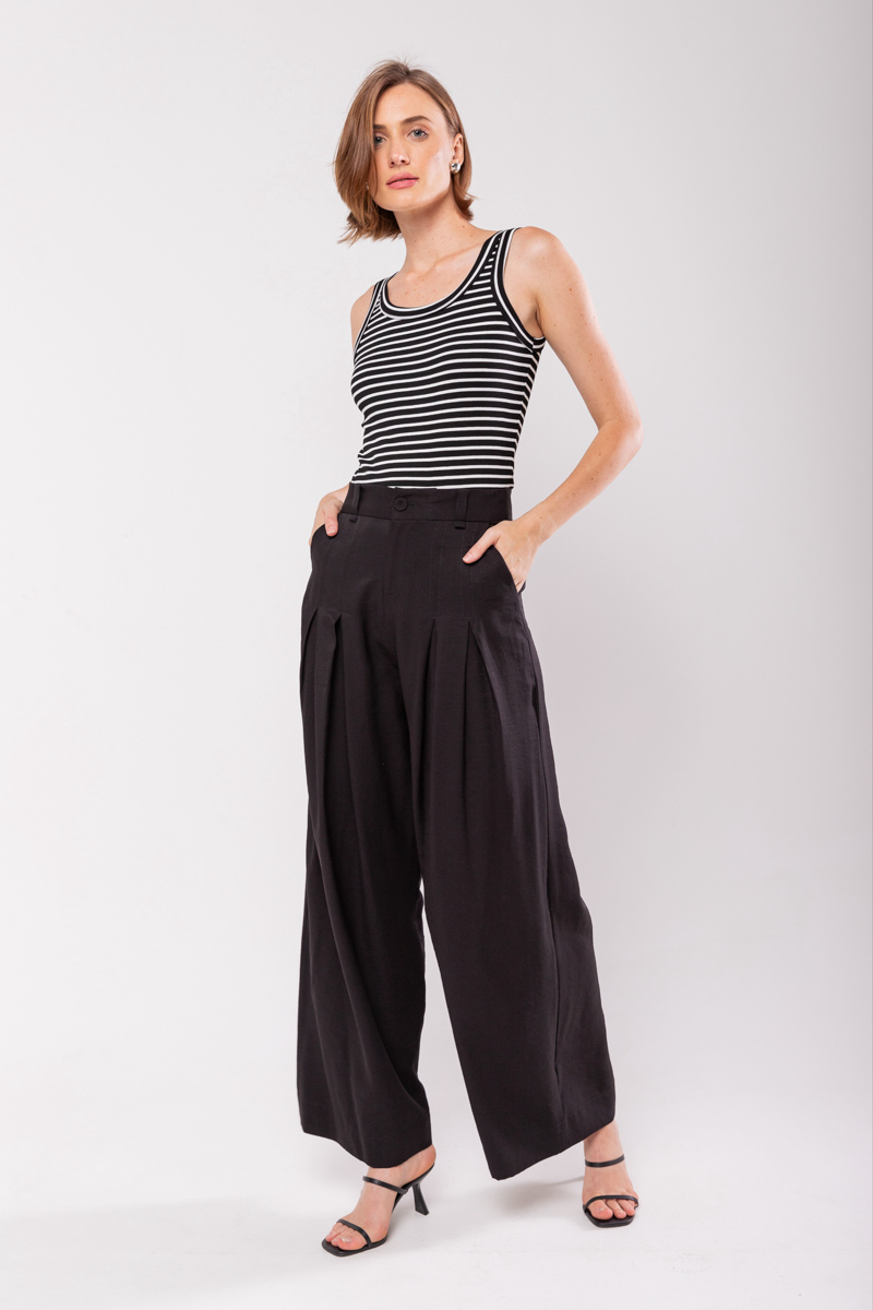 Hidrogênio - MARIANNE PANTALON PANTS WITH TWO PLEASTS BLACK - 19769